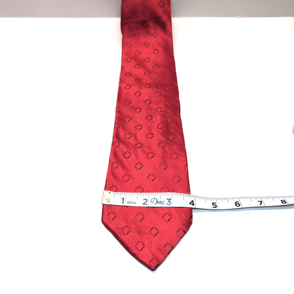 David Donahue Sterling Designer Neck Tie 100% Silk Mens Formal Christmas Red - Picture 2 of 7